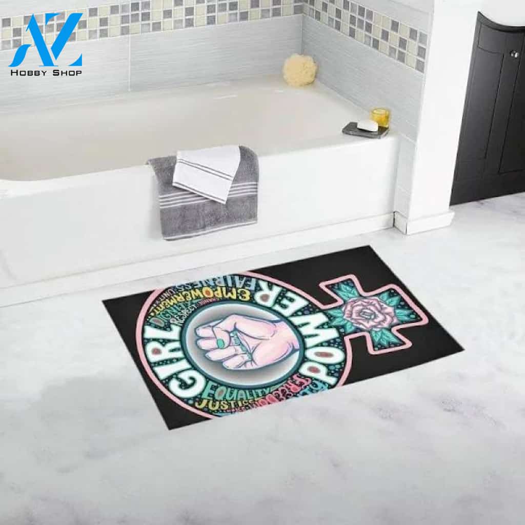 RYLABLUE Girl Power Feminism Symbol Doormat Non Slip Bathroom/Floor Mats Bath Rug