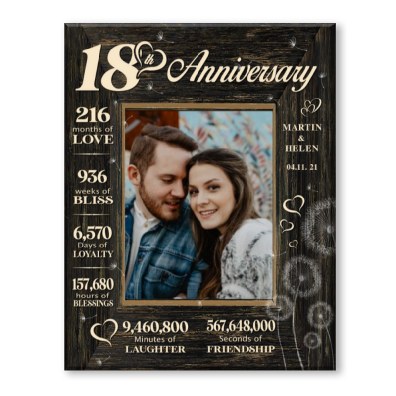 18 Year Wedding Anniversary Gift, 18th Anniversary Gift For Wife, 18 Year Anniversary Gift For Husband