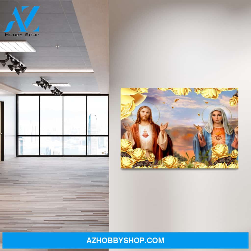 Sacred Hearts of Jesus and Mary Canvas Art