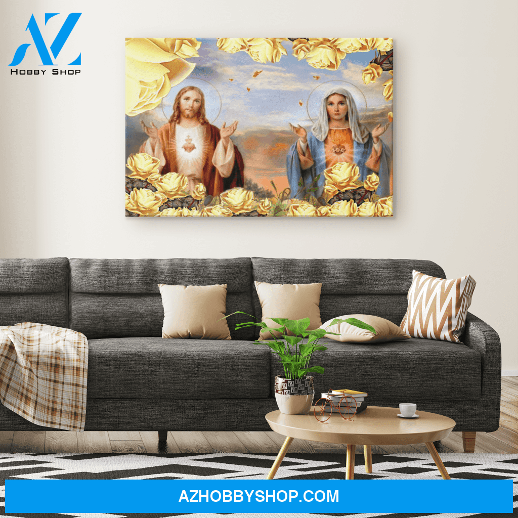 Sacred Hearts of Jesus and Mary Canvas Art