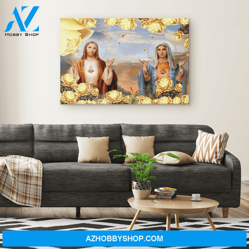 Sacred Hearts of Jesus and Mary Canvas Art