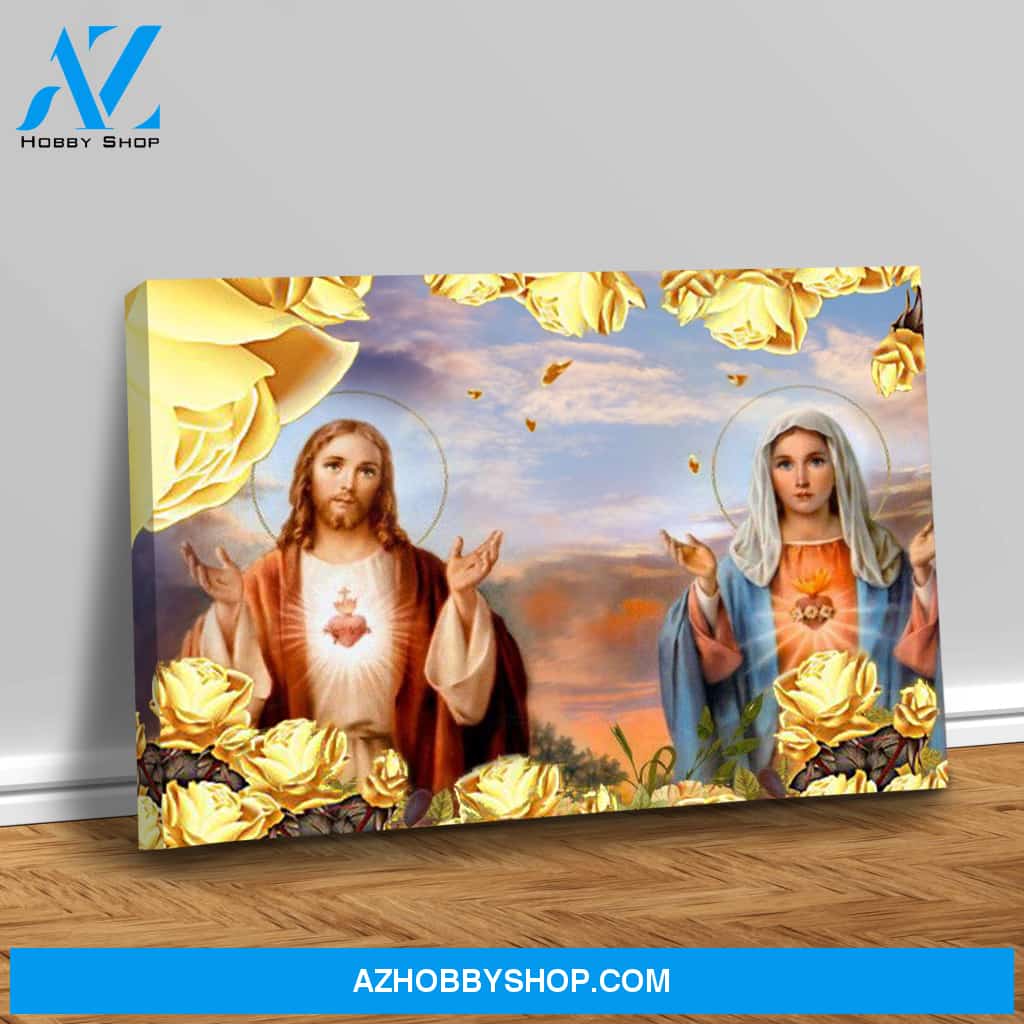 Sacred Hearts of Jesus and Mary Canvas Art