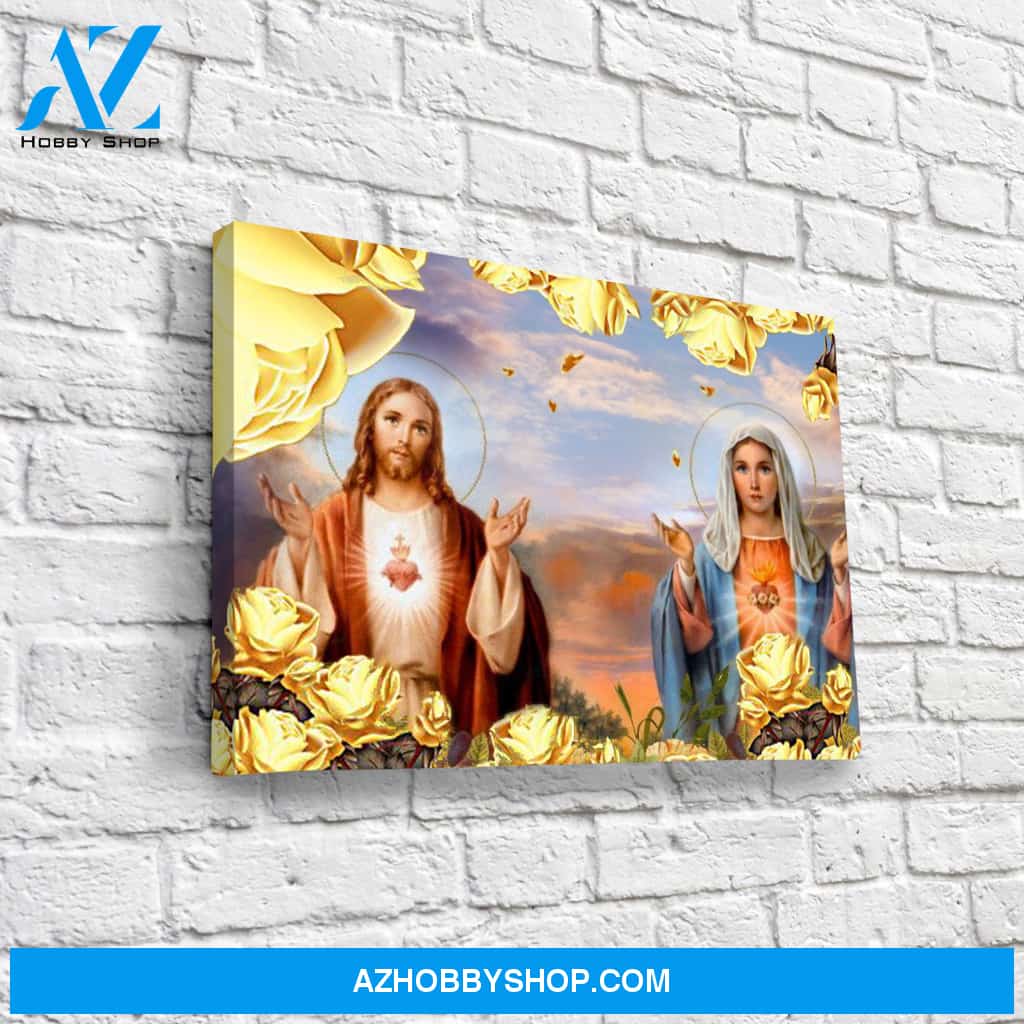 Sacred Hearts of Jesus and Mary Canvas Art