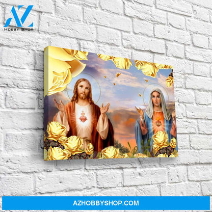 Sacred Hearts of Jesus and Mary Canvas Art