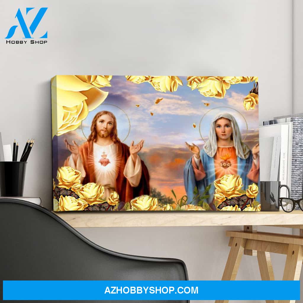 Sacred Hearts of Jesus and Mary Canvas Art