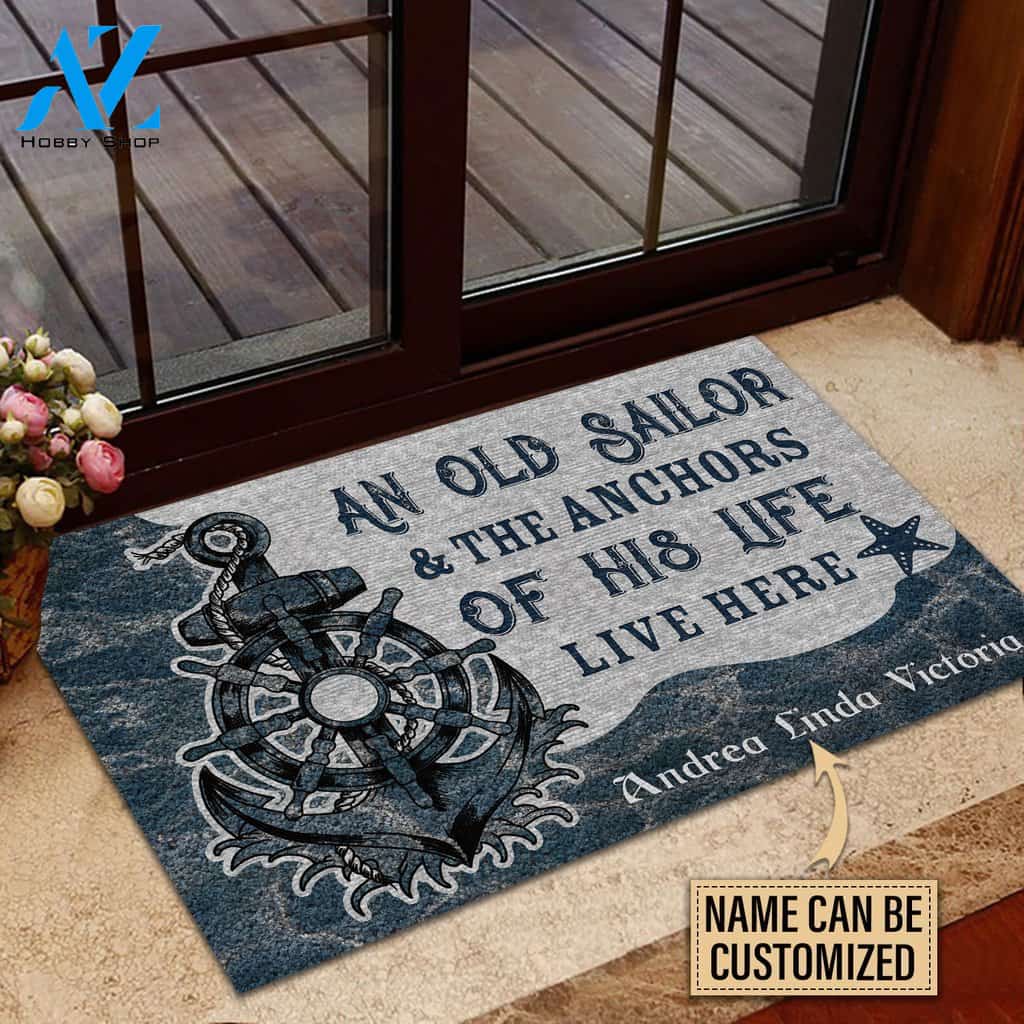 Sailor And The Anchors Of His Life Live Here Custom Doormat | Welcome Mat | House Warming Gift
