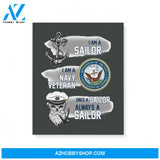Sailor Navy Veteran Once A Sailor Always A Sailor Veteran Gift Matte Canvas