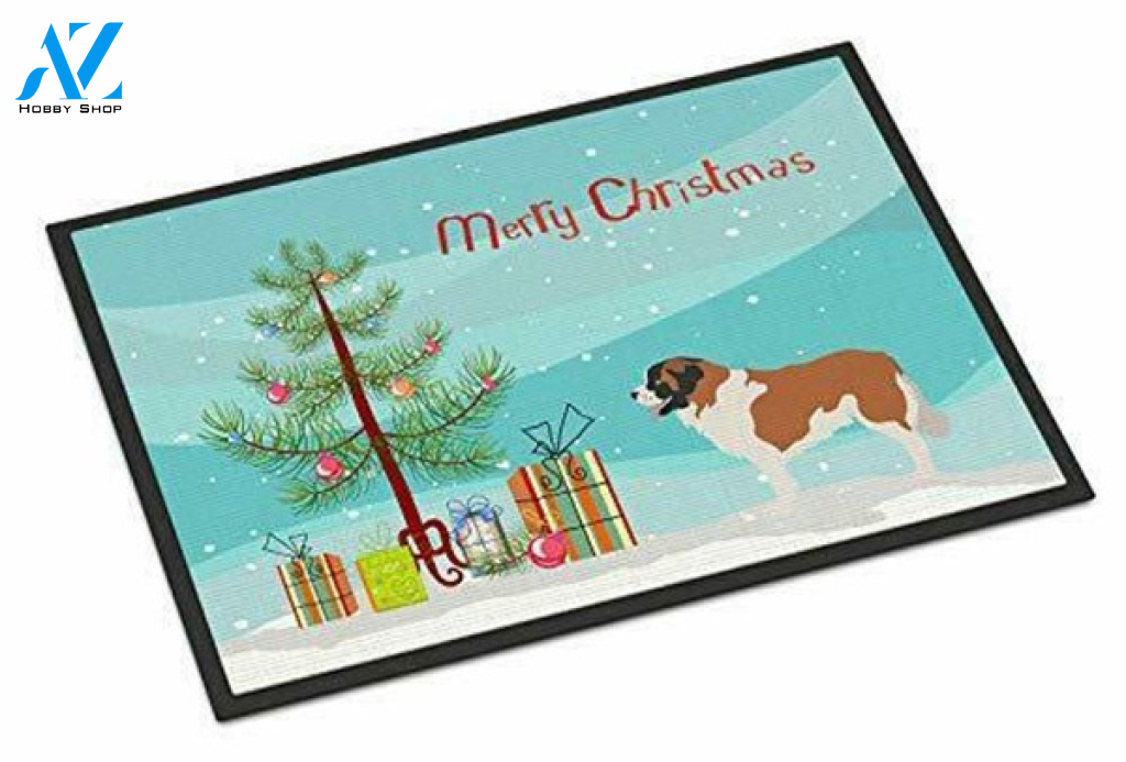 Saint Bernard Christmas Doormat Seasonal Welcome Mat Housewarming Home Decor Gift For Dog Lovers