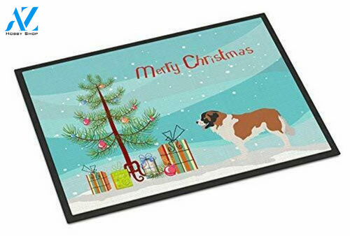 Saint Bernard Christmas Doormat Seasonal Welcome Mat Housewarming Home Decor Gift For Dog Lovers