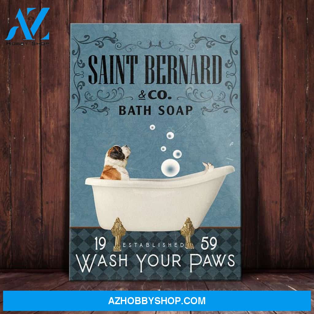Saint Bernard Dog Bath Soap Company Canvas Wall Art, Wall Decor Visual Art