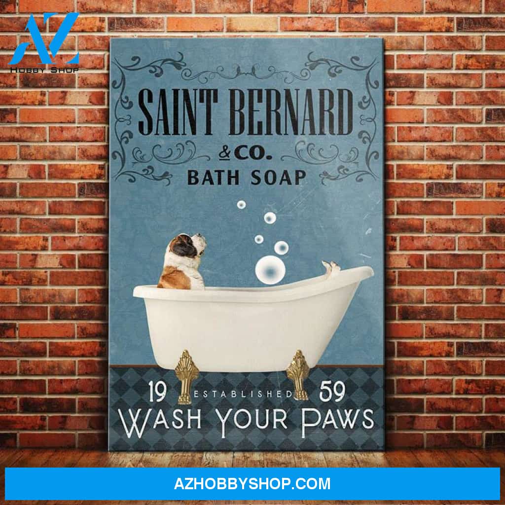 Saint Bernard Dog Bath Soap Company Canvas Wall Art, Wall Decor Visual Art