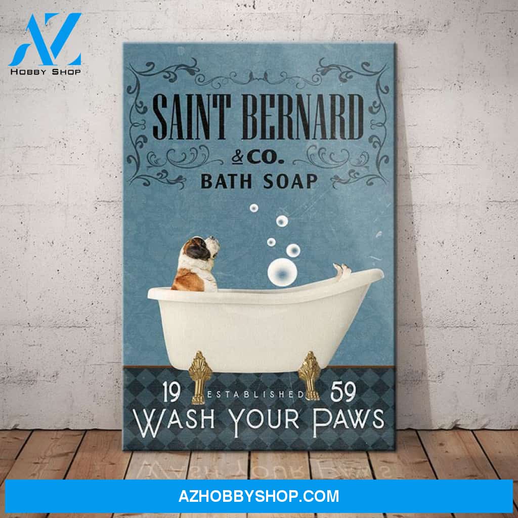 Saint Bernard Dog Bath Soap Company Canvas Wall Art, Wall Decor Visual Art