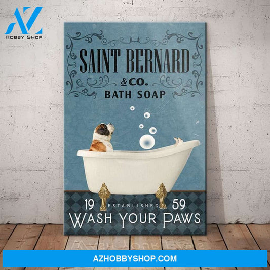 Saint Bernard Dog Bath Soap Company Canvas Wall Art, Wall Decor Visual Art