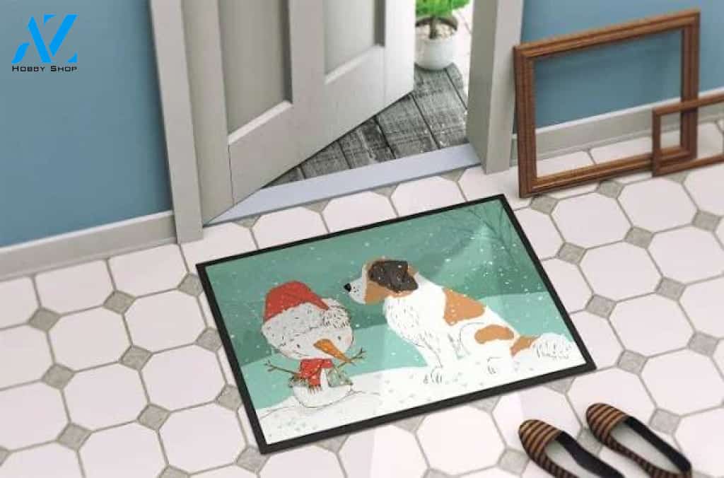 Saint Bernard Snowman Doormat Welcome Mat Housewarming Gift Home Decor Funny Doormat Gift Idea For Friend Happy Winter Gift Ideas