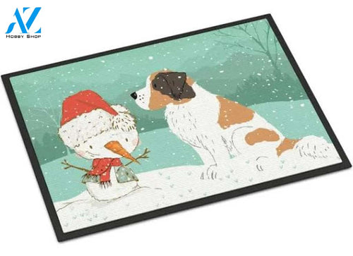 Saint Bernard Snowman Doormat Welcome Mat Housewarming Gift Home Decor Funny Doormat Gift Idea For Friend Happy Winter Gift Ideas