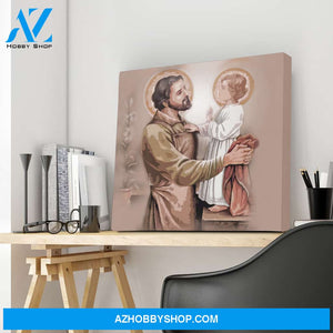 Saint Joseph and Baby Jesus Canvas Art