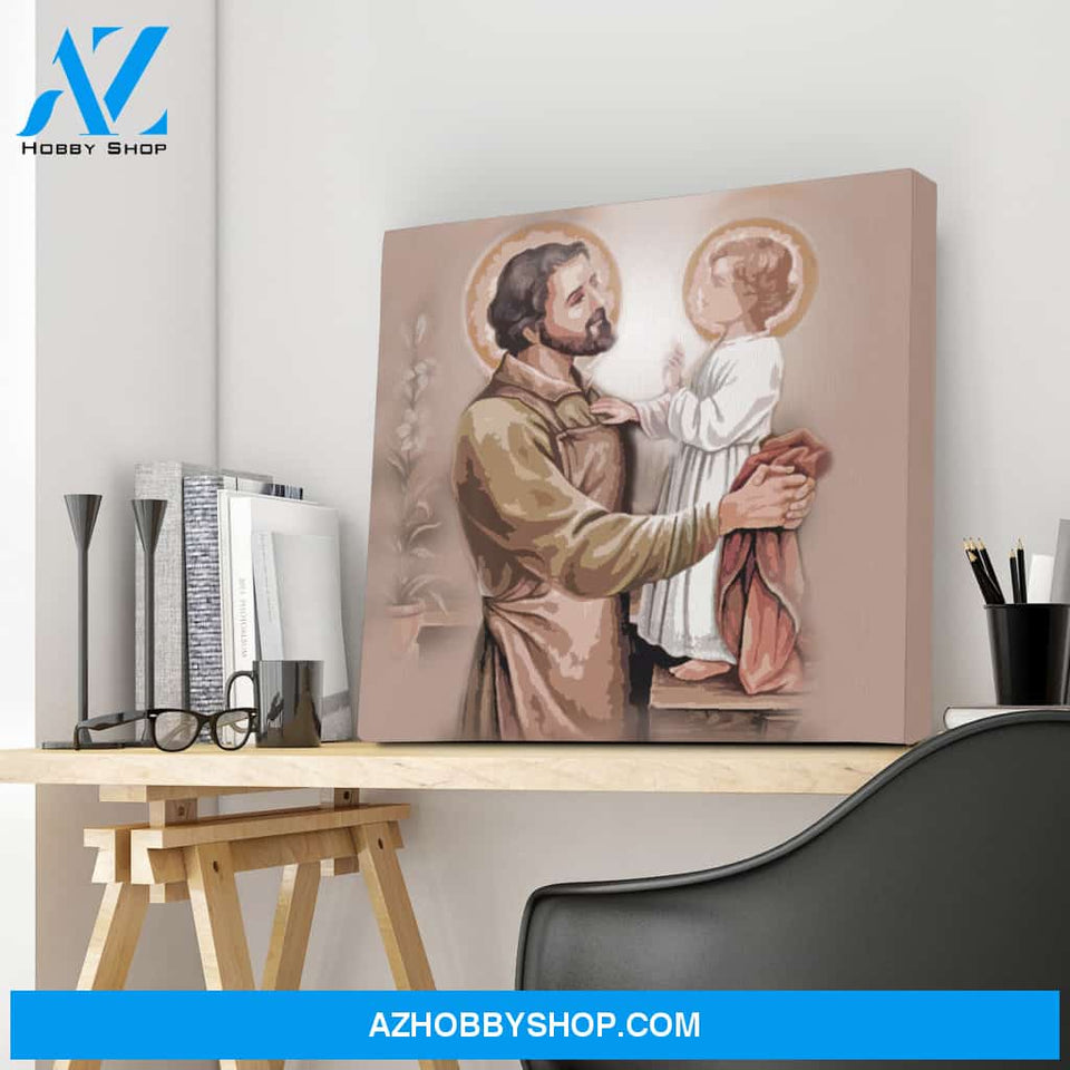 Saint Joseph and Baby Jesus Canvas Art