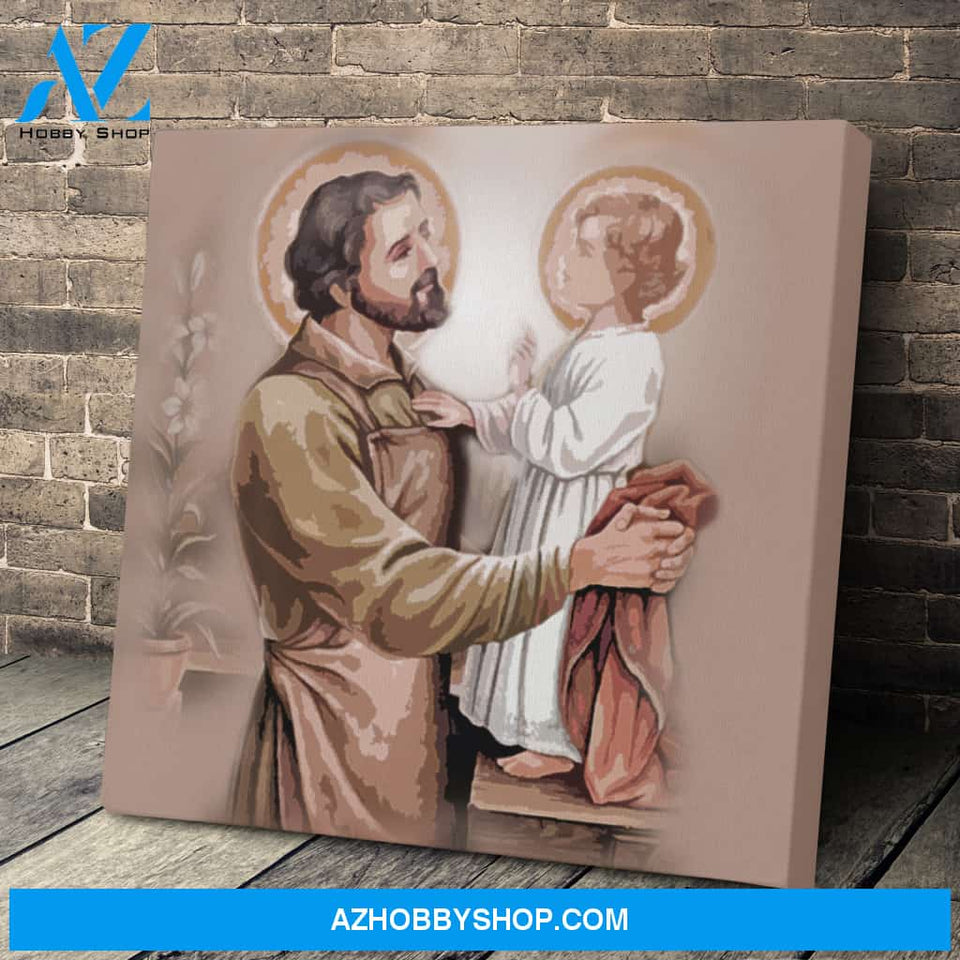 Saint Joseph and Baby Jesus Canvas Art