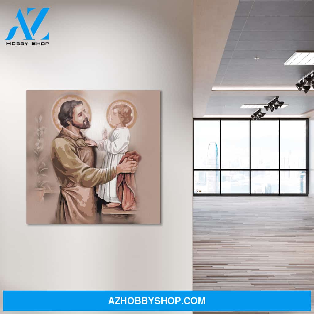 Saint Joseph and Baby Jesus Canvas Art