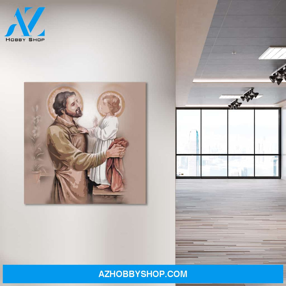 Saint Joseph and Baby Jesus Canvas Art