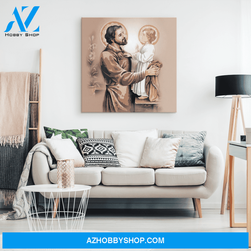 Saint Joseph and Baby Jesus Canvas Art
