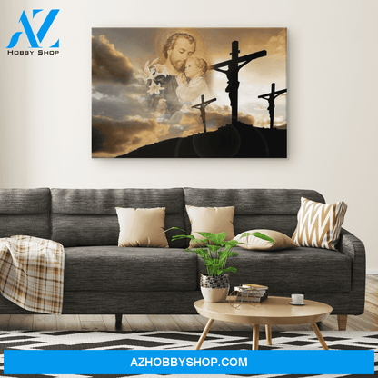 Saint Joseph and Jesus at the Crucifixion Canvas Art