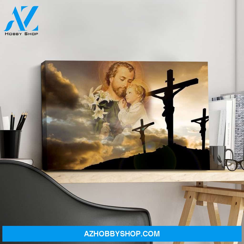 Saint Joseph and Jesus at the Crucifixion Canvas Art