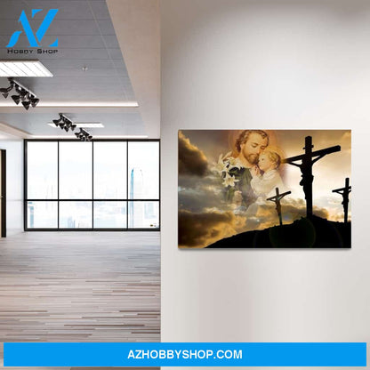 Saint Joseph and Jesus at the Crucifixion Canvas Art