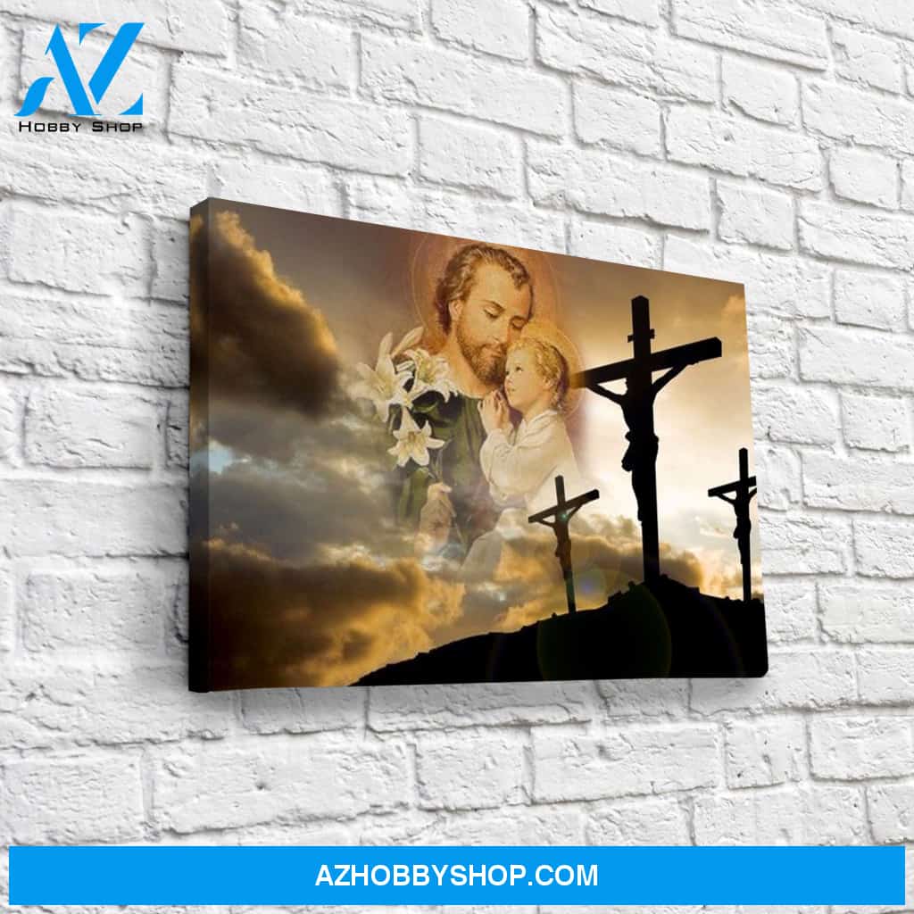 Saint Joseph and Jesus at the Crucifixion Canvas Art