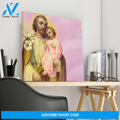 Saint Joseph and Jesus Canvas Art