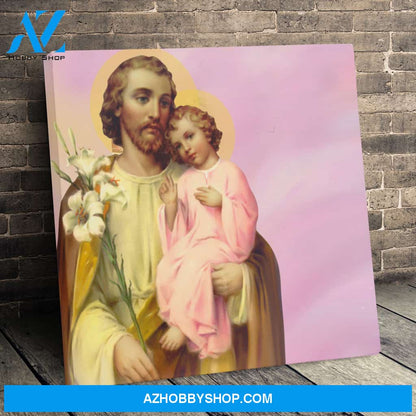 Saint Joseph and Jesus Canvas Art