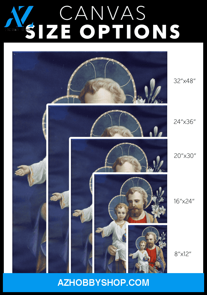 Saint Joseph with the Child Jesus (blue) Canvas Wrap