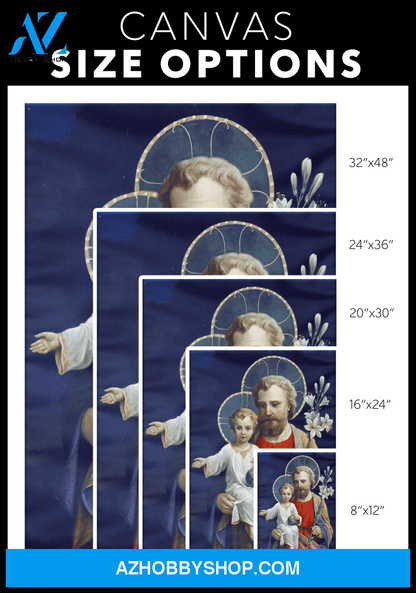 Saint Joseph with the Child Jesus (blue) Canvas Wrap