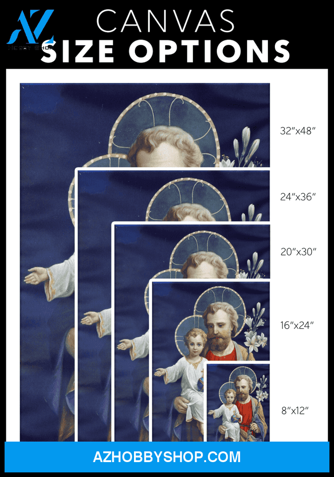 Saint Joseph with the Child Jesus (blue) Canvas Wrap