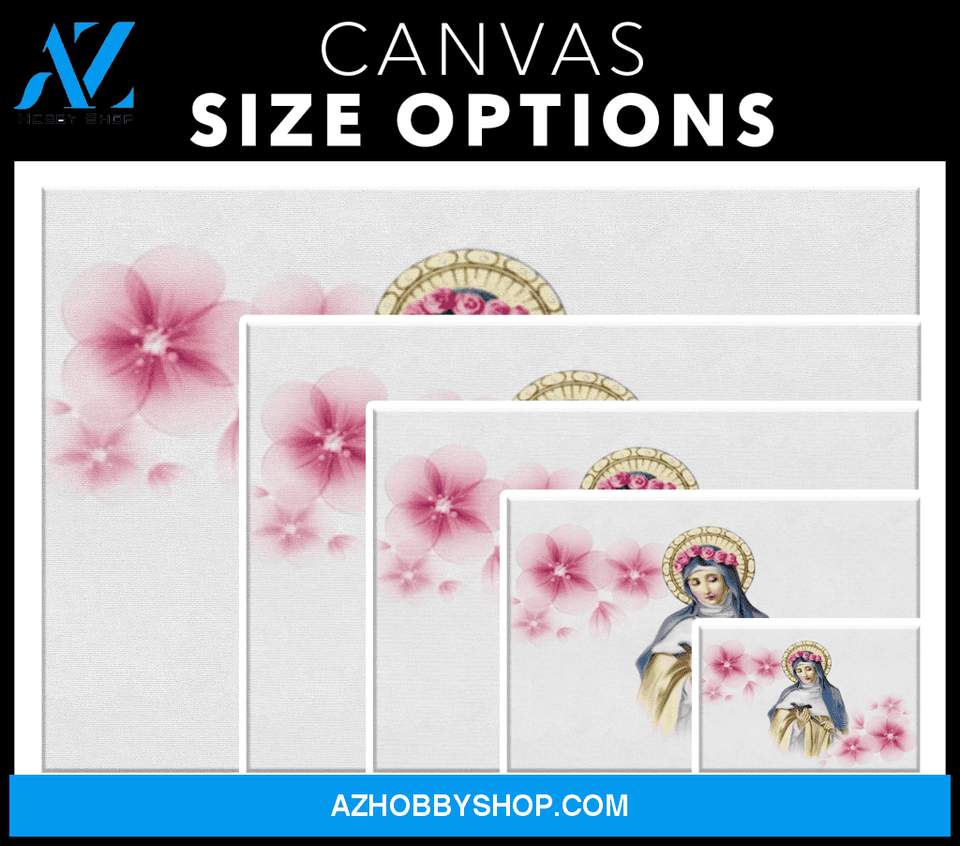 Saint Rita with Pink Flowers Canvas Art