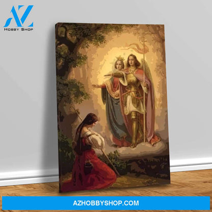 Saints Catherine of Alexandria and Michael appear to Joan of Arc Canvas Wrap