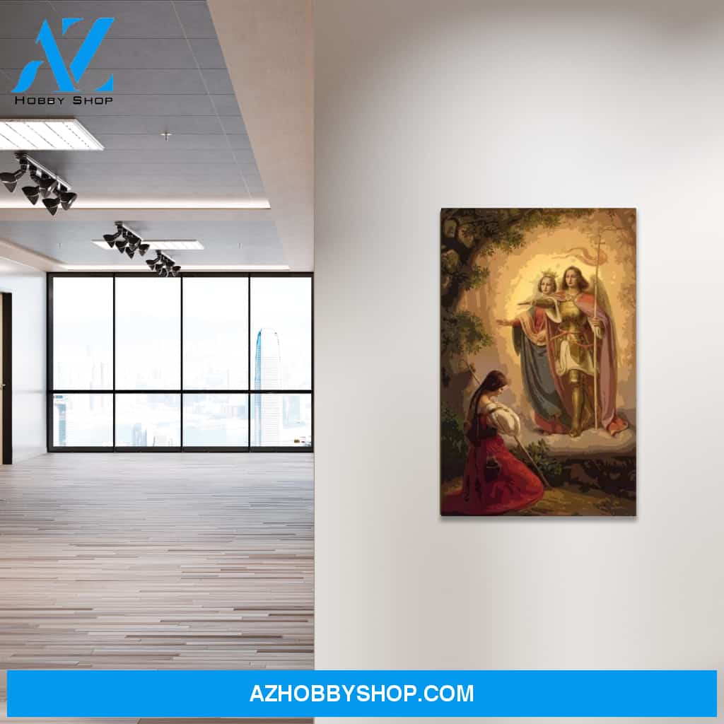 Saints Catherine of Alexandria and Michael appear to Joan of Arc Canvas Wrap