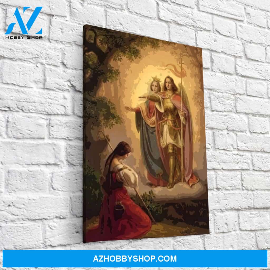 Saints Catherine of Alexandria and Michael appear to Joan of Arc Canvas Wrap