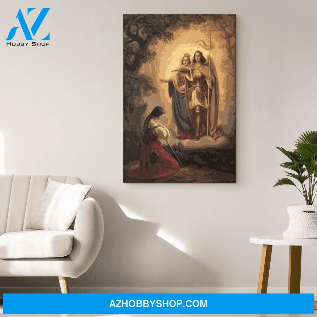 Saints Catherine of Alexandria and Michael appear to Joan of Arc Canvas Wrap