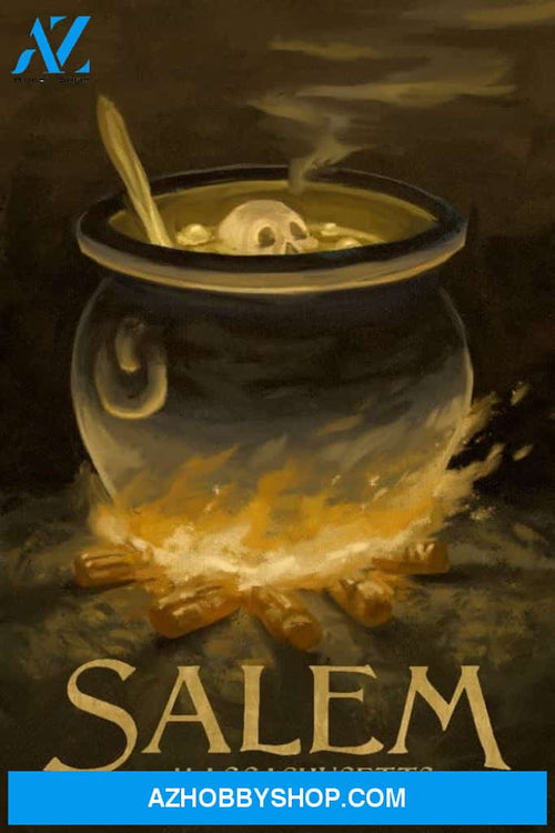 Salem Massachusetts Cauldron Halloween Oil Painting