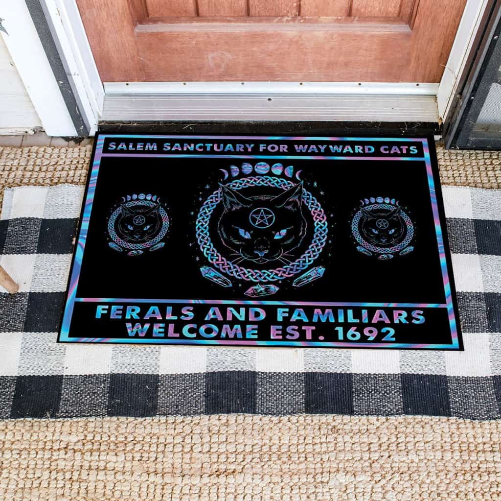 Salem sanctuary for wayward cats Doormat Halloween Gift Home Decor HN