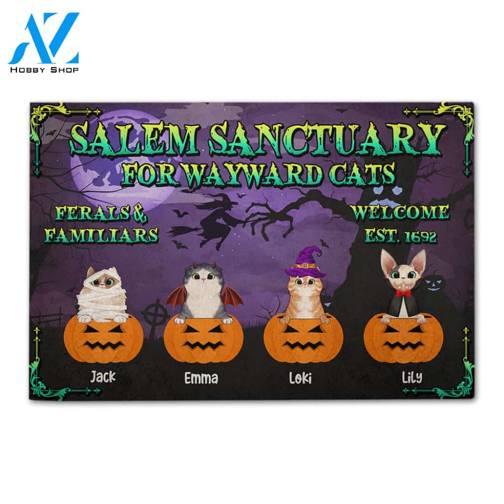 Personalized Gifts Decor For Cat Lovers, Salem Sanctuary For Wayward Cats, Ferals & Familiars - Custom Welcome Doormat