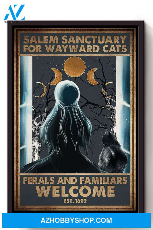 Salem Sanctuary For Waywrd Cats Halloween Canvas And Poster, Wall Decor Visual Art, Halloween Gift, Happy Halloween