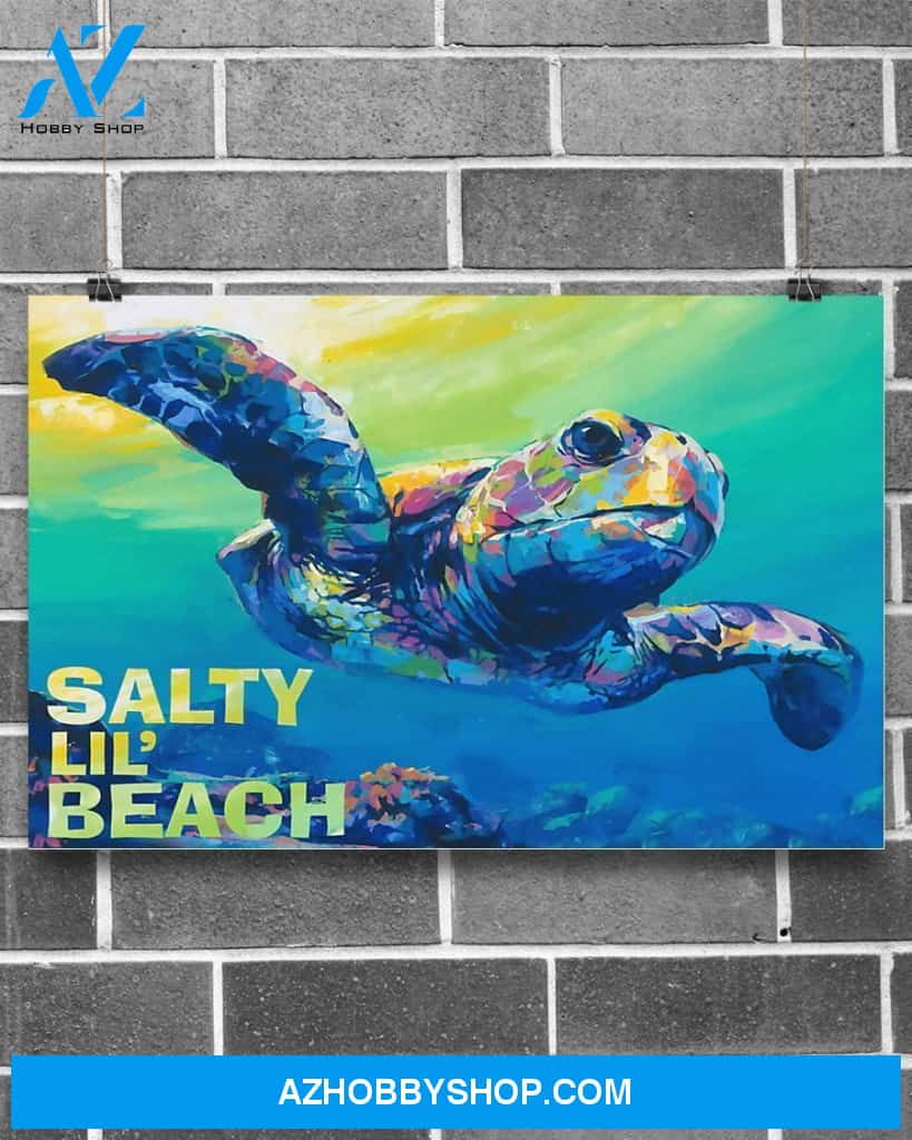 Salty Lil' Beach Sea Turtle Canvas Prints, Wall Decor Visual Art