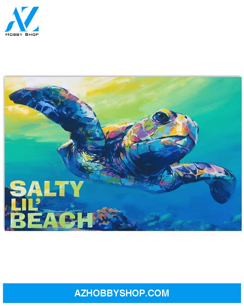 Salty Lil' Beach Sea Turtle Canvas Prints, Wall Decor Visual Art