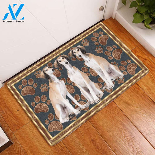 Saluki Flower Paw - Dog Doormat Welcome Mat House Warming Gift Home Decor Gift for Dog Lovers Funny Doormat Gift Idea