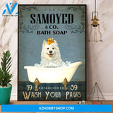Samoyed & Co Bath Soap Wash Your Paws Canvas And Poster, Wall Decor Visual Art