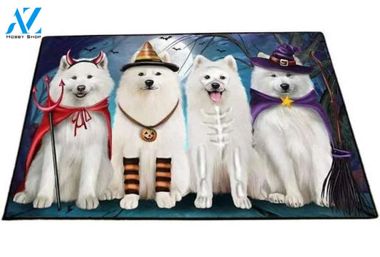 Samoyed Dog Halloween Doormat Welcome Mat Housewarming Gift Home Decor Funny Doormat Gift For Dog Lovers Happy Halloween