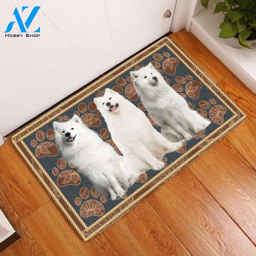 Samoyed Flower Paw - Dog Doormat - Welcome Mat - Home Decor