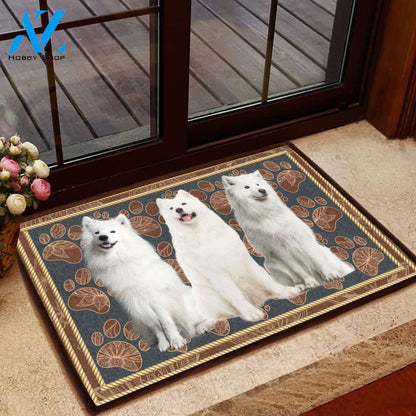 Samoyed Flower Paw - Dog Doormat | Welcome Mat | House Warming Gift